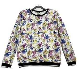 Women’s Sweatshirt Size 10 Floral Crew Neck Long Sleeve Knit Tee All About Eve